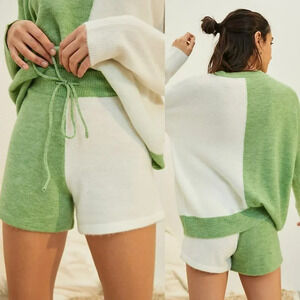 Anthropologie Lea Color blocked Knit Lounge Shorts Size Large NWOT $118